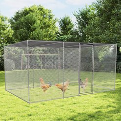 Yafylly Chicken Coop & Run, 7 to 8 Chicken Capacity, Silver Gray
