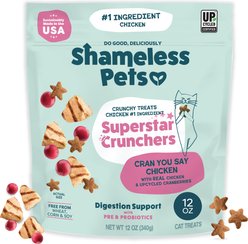 Shameless Pets Cran You Say Chicken Chicken & Cranberry Flavor Crunchy Cat Treats, 12-oz bag