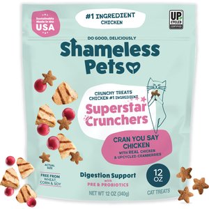 Shameless Pets Cran You Say Chicken Chicken & Cranberry Flavor Crunchy Cat Treats, 12-oz bag