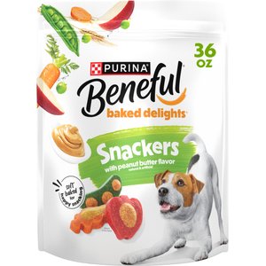 Purina Beneful Baked Delights Snackers with Apples, Carrots, Peas & Peanut Butter Dog Treats, 36-oz pouch