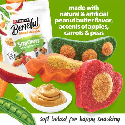 Show full view: Purina Beneful Baked Delights Snackers with Apples, Carrots, Peas & Peanut Butter Dog Treats, 9.5-oz bag slide 5 of 14