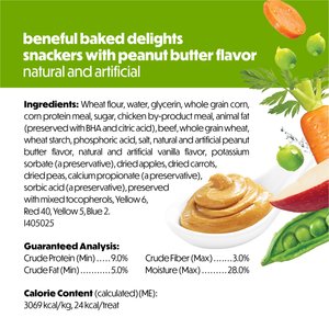 Purina Beneful Baked Delights Snackers with Apples, Carrots, Peas & Peanut Butter Dog Treats, 36-oz pouch
