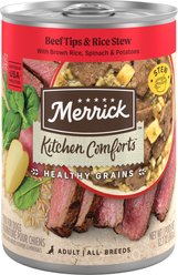 Merrick Kitchen Comforts Beef & Brown Rice Wet Dog Food, 12.7-oz can, case of 12