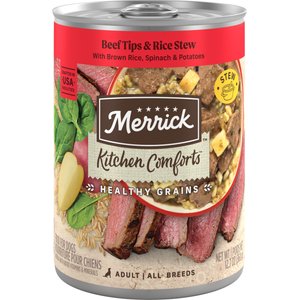 Merrick Kitchen Comforts Beef & Brown Rice Wet Dog Food, 12.7-oz can, case of 12