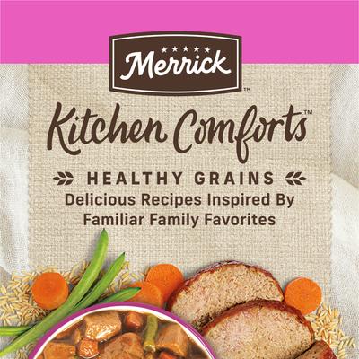 Show full view: Merrick Kitchen Comforts Healthy Grains Turkey Meatloaf with Brown Rice Wet Dog Food, 12.7-oz can, case of 12 slide 6 of 13