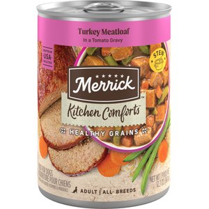 Merrick Kitchen Comforts Healthy Grains Turkey Meatloaf with Brown Rice Wet Dog Food, 12.7-oz can, case of 12