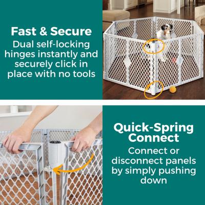 Show full view: MyPet Indoor & Outdoor 6-Panel Petyard Dog Exercise Pen with Lockable Door & SecureMat, Light Grey slide 6 of 9