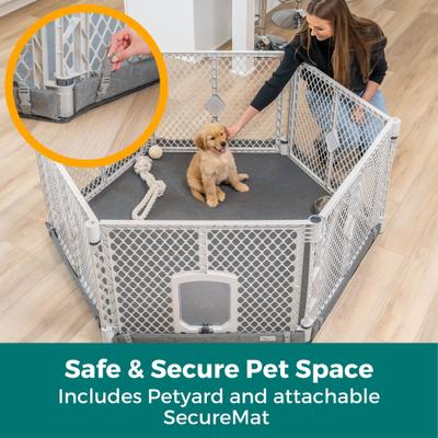 Show full view: MyPet Indoor & Outdoor 6-Panel Petyard Dog Exercise Pen with Lockable Door & SecureMat, Light Grey slide 2 of 9