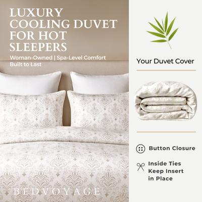 Show full view: BedVoyage Luxury 100% Viscose from Bamboo 3 Piece Set Duvet Cover with Shams, Damask, Queen slide 3 of 10