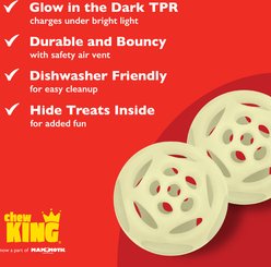 Chew King by Mammoth Glowing Fetch Lattice Tough Chew Ball Dog Toy, Green, 2 count, Medium slide 2 of 7