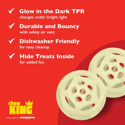 Show full view: Chew King by Mammoth Glowing Fetch Lattice Tough Chew Ball Dog Toy, Green, 2 count, Medium slide 4 of 8