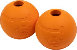 Chew King by Mammoth Bacon Flavor Rubber Ball Tough Dog Chew Toy, Orange, 2 count, 3-in