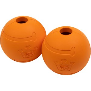 Chew King by Mammoth Bacon Flavor Rubber Ball Tough Dog Chew Toy, Orange, 2 count, 3-in