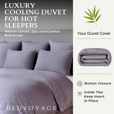 Show full view: BedVoyage Luxury 100% Viscose from Bamboo 3 Piece Set Duvet Cover with Shams, Geo, Queen slide 3 of 11