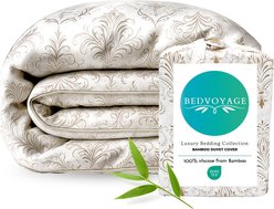 BedVoyage Luxury 100% Viscose from Bamboo 3 Piece Set Duvet Cover with Shams, Damask, Queen