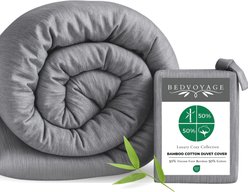 BedVoyage Viscose from Bamboo Cotton Breathable & Lightweight Duvet Cover, Silver, King