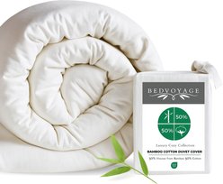 BedVoyage Melange Viscose from Bamboo Cotton Duvet Cover, Snow, Twin
