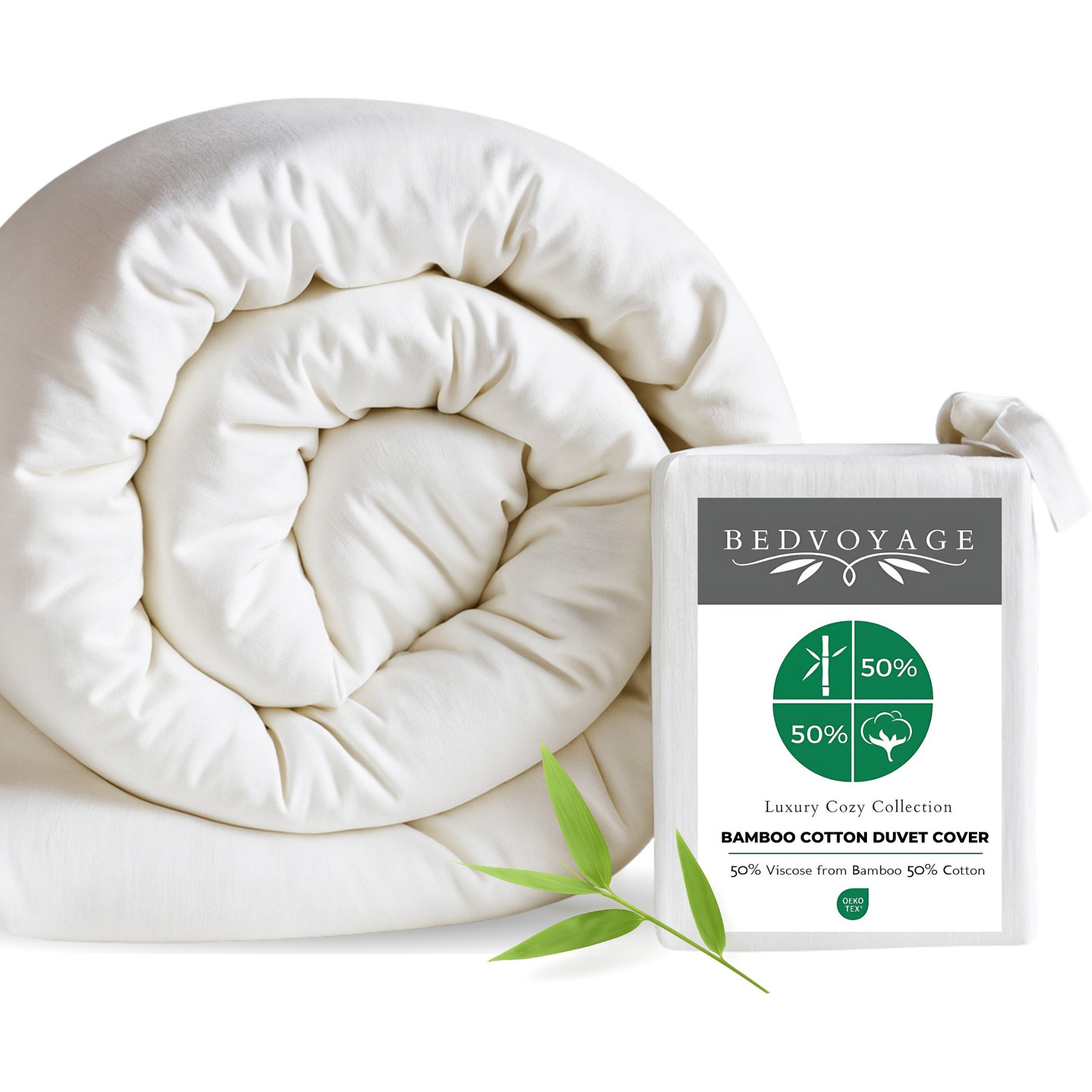 BedVoyage Viscose from Bamboo Cotton Breathable & Lightweight Duvet Cover, Snow, Twin