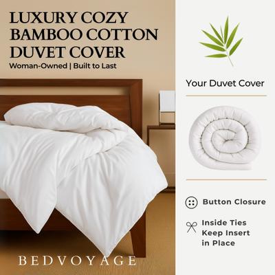 Show full view: BedVoyage Melange Viscose from Bamboo Cotton Duvet Cover, Snow, Queen slide 3 of 9