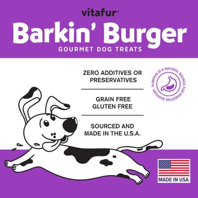 Show full view: Vitafur Barkin Burger Chicken & Pumpkin Grain-Free Dehydrated Dog Treats, 5-oz bag slide 6 of 6