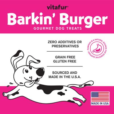 Show full view: Vitafur Barkin Burger Salmon & Pumpkin Dog Treat, 4-oz bag slide 6 of 9
