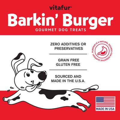 Show full view: Vitafur Barkin Burger Beef & Pumpkin Dog Treat, 4-oz bag slide 6 of 8