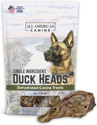 All American Canine Duck Heads Dehydrated Dog Treats, 2 count