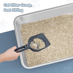 Yafylly High Sided Stainless Steel Anti-Urine Leakage Cat Litter Box with Lid, Gray, X-Large