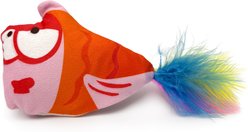 Buddy Buddy Rechargeable Electronic Floppy Fish Friend Cat Plush Toy with Catnip Pocket & USB Cable, Red