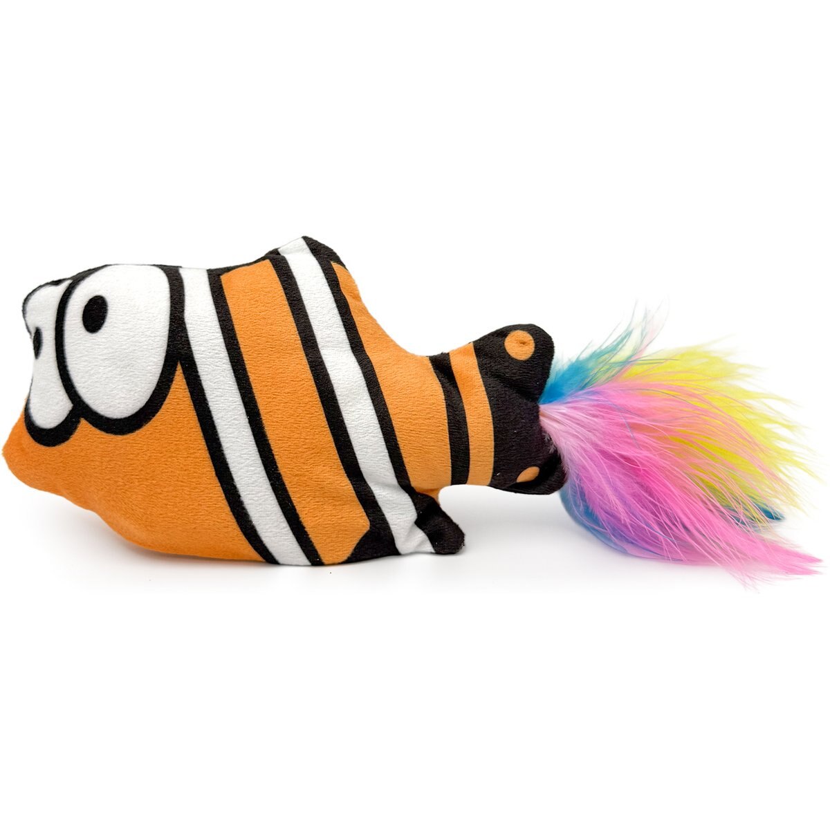 Buddy Buddy Rechargeable Electronic Floppy Fish Friend Cat Plush Toy with Catnip Pocket & USB Cable, Orange/White