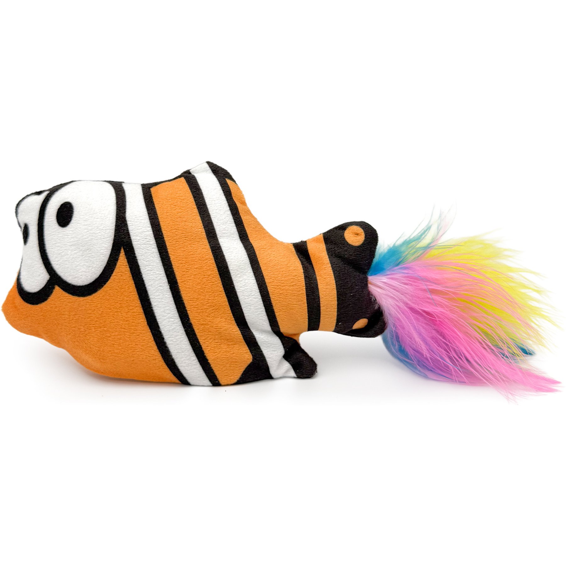 Buddy Buddy Rechargeable Electronic Floppy Fish Friend Cat Plush Toy with Catnip Pocket & USB Cable, Orange/White