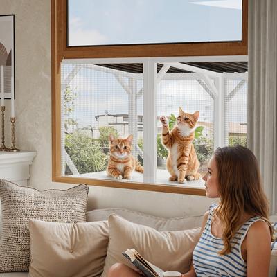 Show full view: Yafylly Catio Wooden Hammock Cat Window Perch, Ancient White, Medium slide 5 of 5