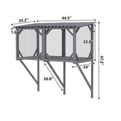 Show full view: Yafylly Catio Wooden Hammock Cat Window Perch, Grey, Medium slide 5 of 6