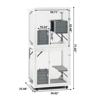 Show full view: Yafylly Outdoor & Indoor Cozy Sleeping Area Cat Climbing Cage House with Multiple Platforms, Grey, Medium slide 4 of 5