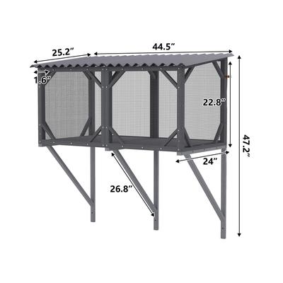 Show full view: Yafylly Catio Outdoor Cat Window Box Enclosure with Bug-Proof Net, Antique Gray, Medium slide 4 of 5