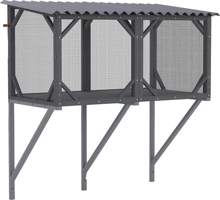 Show full view: Yafylly Catio Outdoor Cat Window Box Enclosure with Bug-Proof Net, Antique Gray, Medium slide 3 of 5