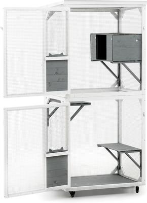 Show full view: Yafylly Outdoor & Indoor Cozy Sleeping Area Cat Climbing Cage House with Multiple Platforms, Grey, Medium slide 3 of 5