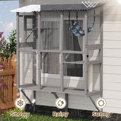Yafylly Weatherproof Expandable Cat Window Box Enclosure with 3 Platforms & 1 Hammock, Gray, Large slide 2 of 5