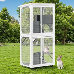 Yafylly Outdoor & Indoor Cozy Sleeping Area Cat Climbing Cage House with Multiple Platforms, Grey, Medium