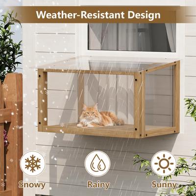 Show full view: Yafylly Catio Waterproof Cat Window Perch Catio, Cat Window Box with Bug-Resistant Mesh, Natural, Small slide 4 of 5
