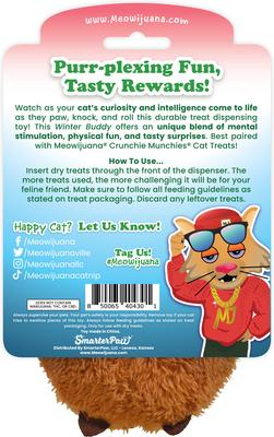 Show full view: Meowijuana Christmas Knock 'N' Nibble Winter Buddy Plush Cat Toy with Catnip, Brown/Blue, Small slide 3 of 9