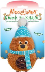 Meowijuana Christmas Knock 'N' Nibble Winter Buddy Plush Cat Toy with Catnip, Brown/Blue, Small
