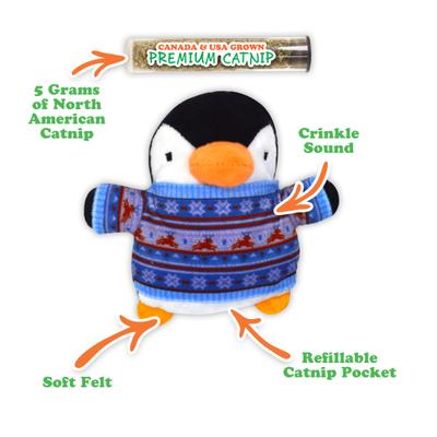 Show full view: Meowijuana Christmas Get Waddled Cozy Penguin Plush Cat Toy with Catnip, Multicolor, Small slide 2 of 9