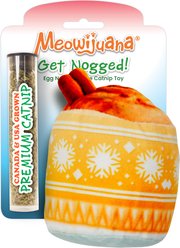 Meowijuana Get Nogged Winter Eggnog Plush Cat Toy with Catnip, Orange, Small