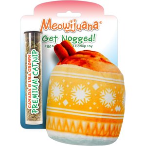 Meowijuana Get Nogged Winter Eggnog Plush Cat Toy with Catnip, Orange, Small