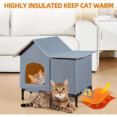 Show full view: Kylinsure Polyester Outdoor Cat House, Grey, Large slide 5 of 8