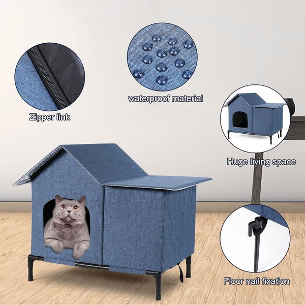 Show full view: Kylinsure Polyester Outdoor Cat House, Grey, Large slide 7 of 7