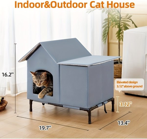 Show full view: Kylinsure Polyester Outdoor Cat House, Grey, Large slide 6 of 7