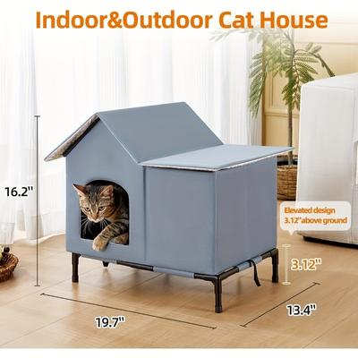 Show full view: Kylinsure Polyester Outdoor Cat House, Grey, Large slide 6 of 8