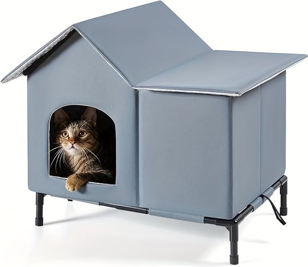 Show full view: Kylinsure Polyester Outdoor Cat House, Grey, Large slide 1 of 7